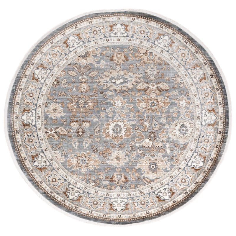 Lauren Ralph Lauren, Leopolda Transitional Rug - 6'7" Round - Grey/Ivory