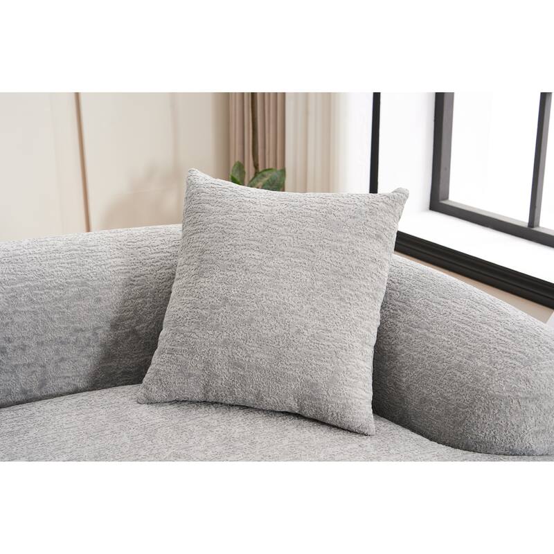 Modular Curved Sectional Sofa, Full Compression 4-Seater Foam Couch, Chenille Boneless Cloud Sofa for Living Room, Bedroom