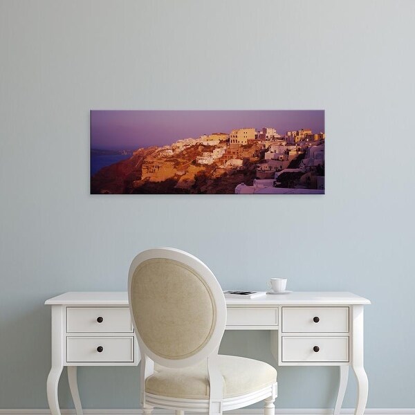 Easy Art Prints Panoramic Images's 'Town on a cliff, Santorini, Greece' Premium Canvas Art