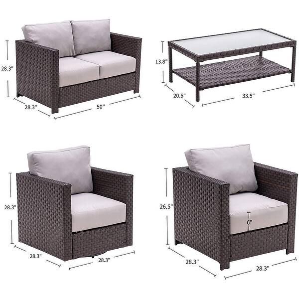 Shop Mcombo Patio Furniture Sectional Set 4 Pieces Outdoor Wicker Sofa 6082 9575 Overstock 32389672