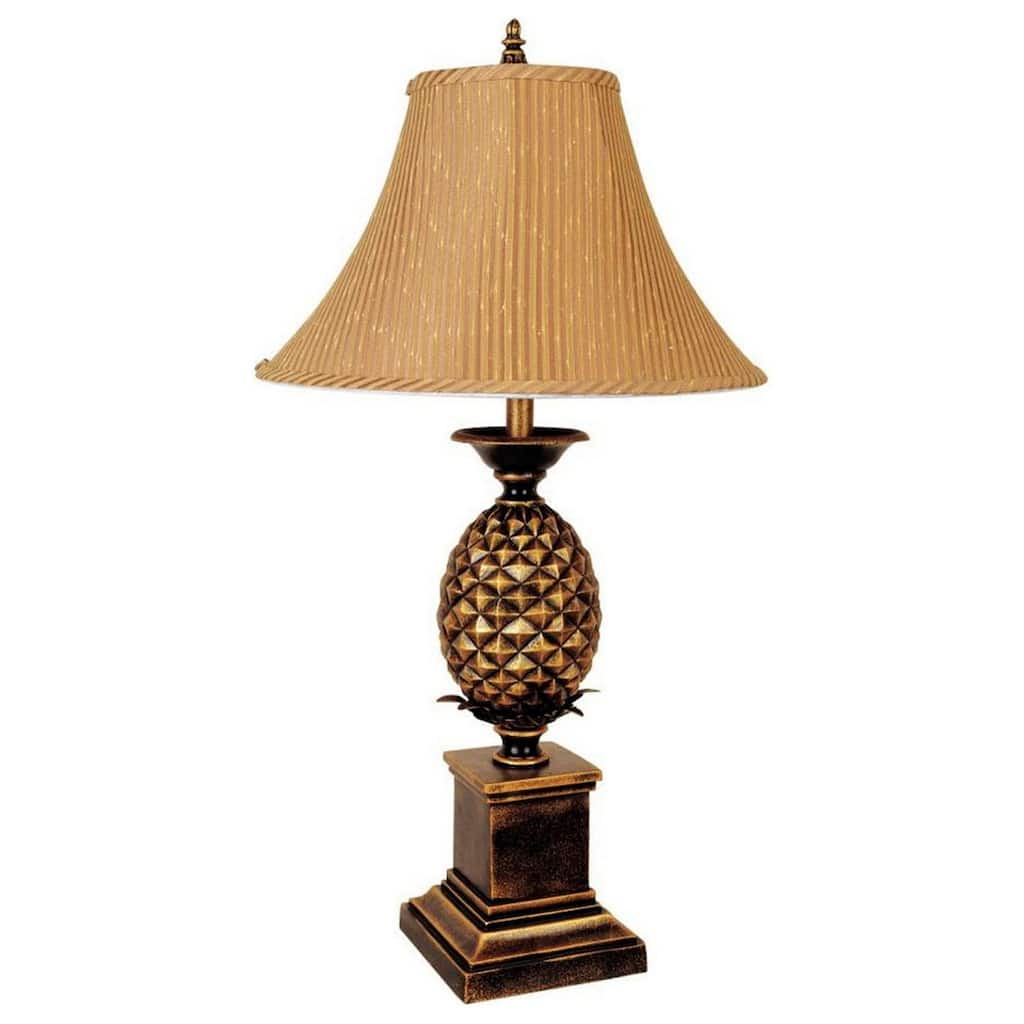 32" Tall Metal Table Lamp with Antique Gold finish, Pineapple design
