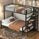 preview thumbnail 12 of 17, Metal Twin over Full Bunk Bed with Storage Staircase and Open Wardrobe