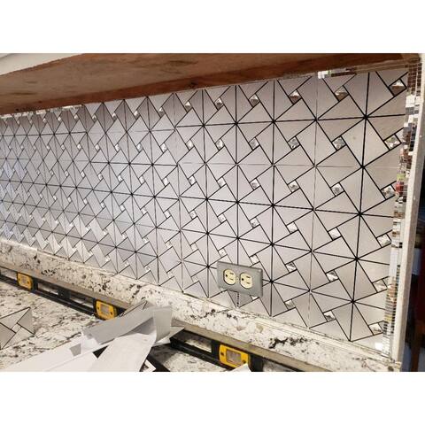 Art3d 10-Sheet Peel and Stick Backsplash Metal Mosaic Tiles for Kitchen, Aluminum Composite Tiles Stickers