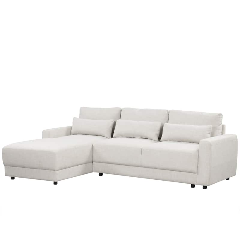 3 Seat Modular Sofa L-shaped Sectional Sofa, Deep Seat Couches with Removable Back Cushions and 3 Pillows for Living room