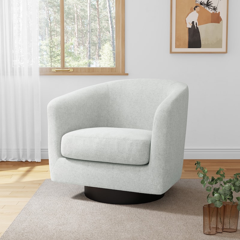 Chenille Swivel Barrel Chairs Upholstered Accent Chairs For Living Room