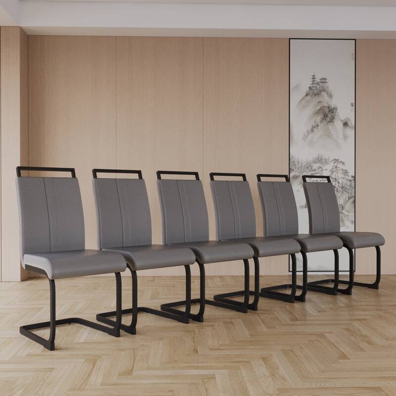 High Back Upholstered Side Chair with C-shaped Tube