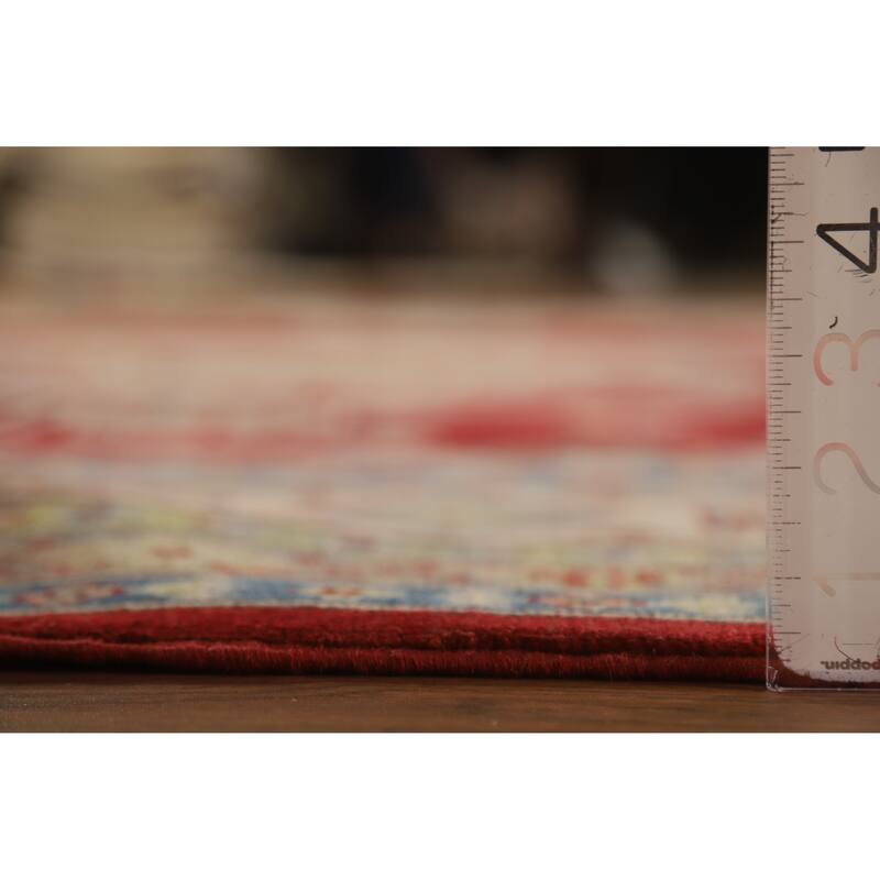 Hand Knotted Oriental 100% Wool Carpet Traditional Geometric Red Kazak Area Rug - 13' 11'' X 9' 6''