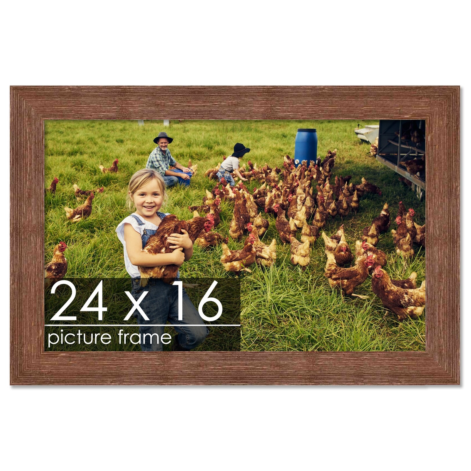 16x24 Frame Brown Barnwood Picture Frame with UV Acrylic Glass