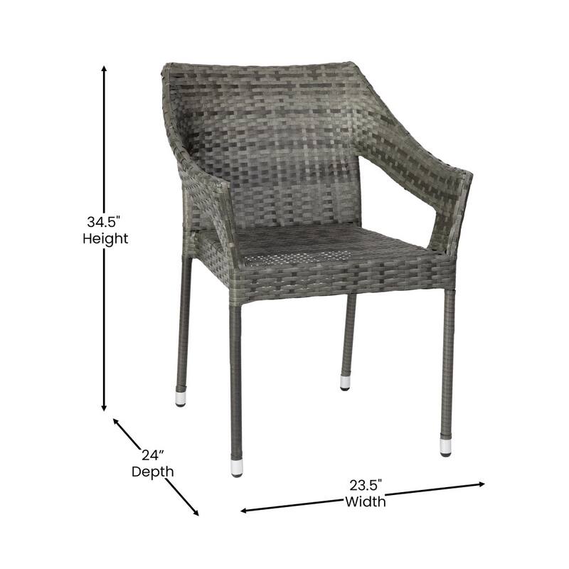All Weather Commercial Grade PE Rattan Stacking Patio Chairs - 4 Pack