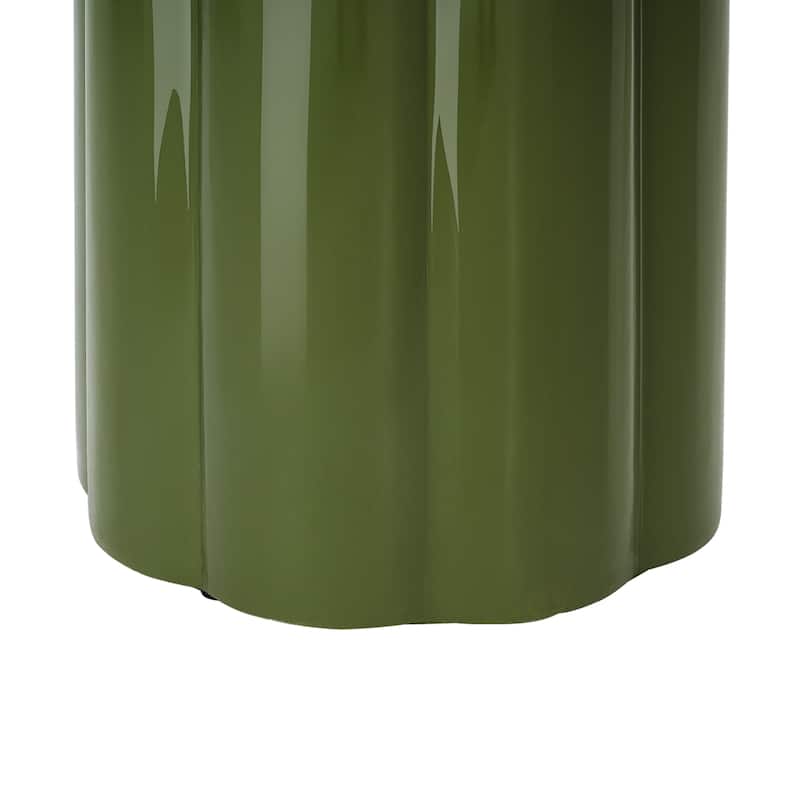 Christopher Knight Home - Calera Modern Outdoor Magnesium Oxide Side Table, Sculptural Cylindrical Design & High Gloss Finish