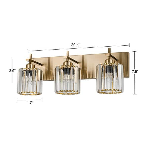 dimension image slide 13 of 17, Mid-Century Modern Dimmable Bathroom Vanity Light Crystal Glass Wall Sconce
