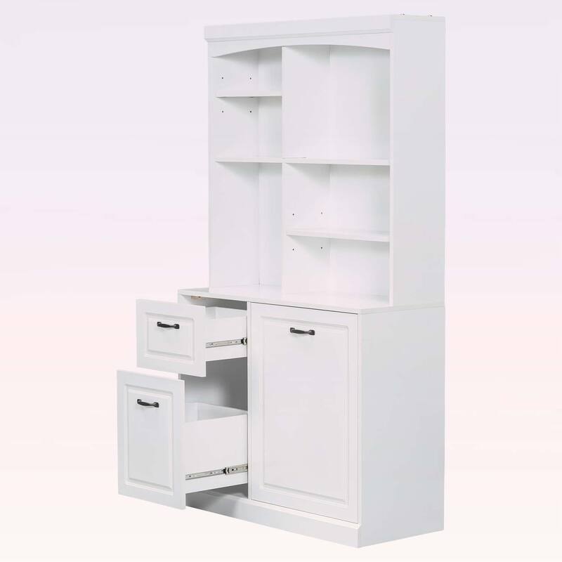 Tall Free Standing Bathroom Storage Cabinet with Tilt-Out Hamper,Drawers & Adjustable Shelves