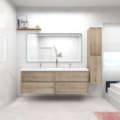 Selina 72" Wall Mounted Vanity with Double Sink - 72