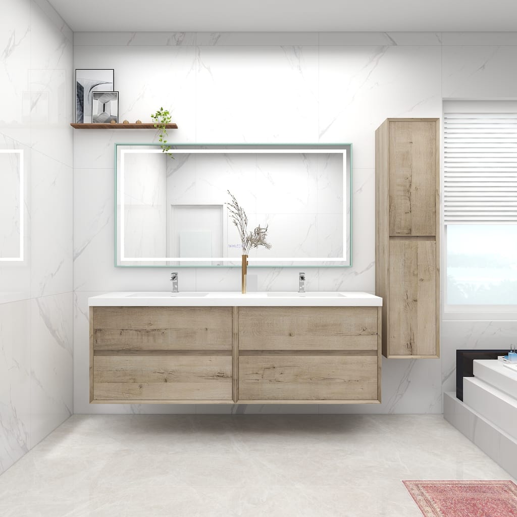 Selina 72" Wall Mounted Vanity with Double Sink - 72