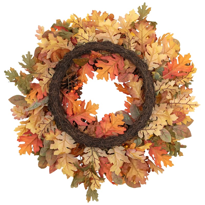 Maple Leaves and Pinecone Fall Harvest Artificial Wreath - 30" - Unlit