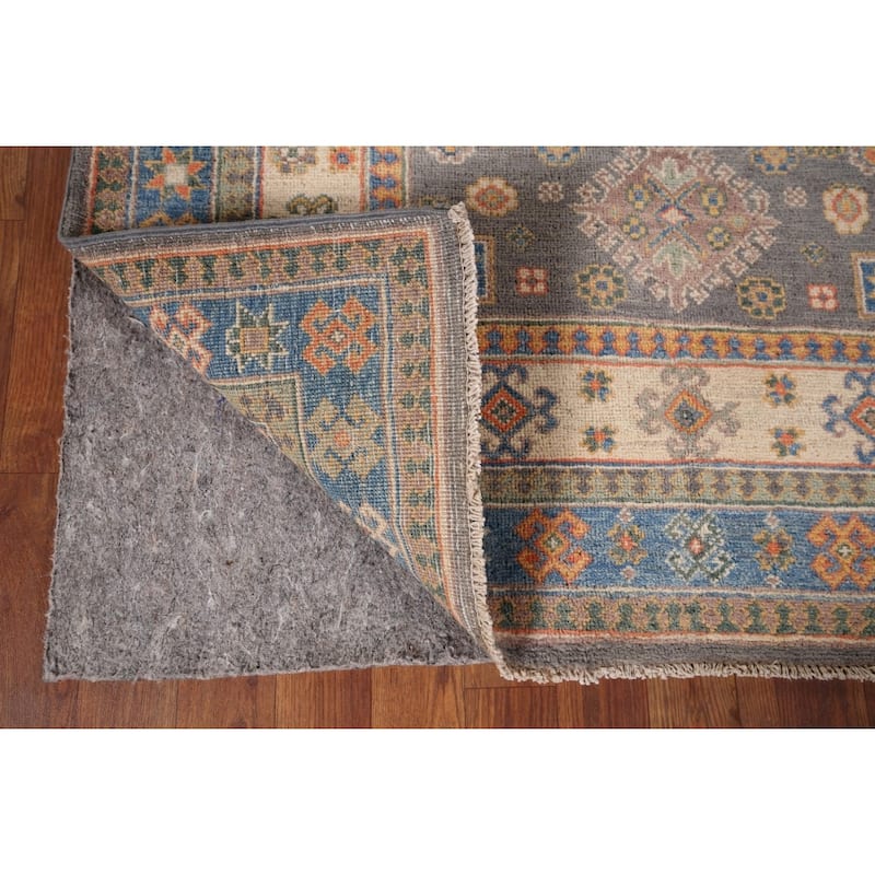 Geometric Kazak Accent Rug Hand-Knotted Wool Carpet - 3'11" x 5'9"