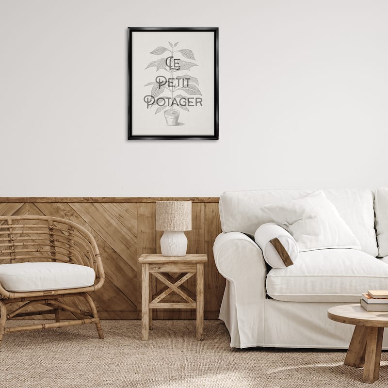 Stupell Vintage French Plant Phrase Framed Floater Canvas Wall Art Design By Lil' Rue