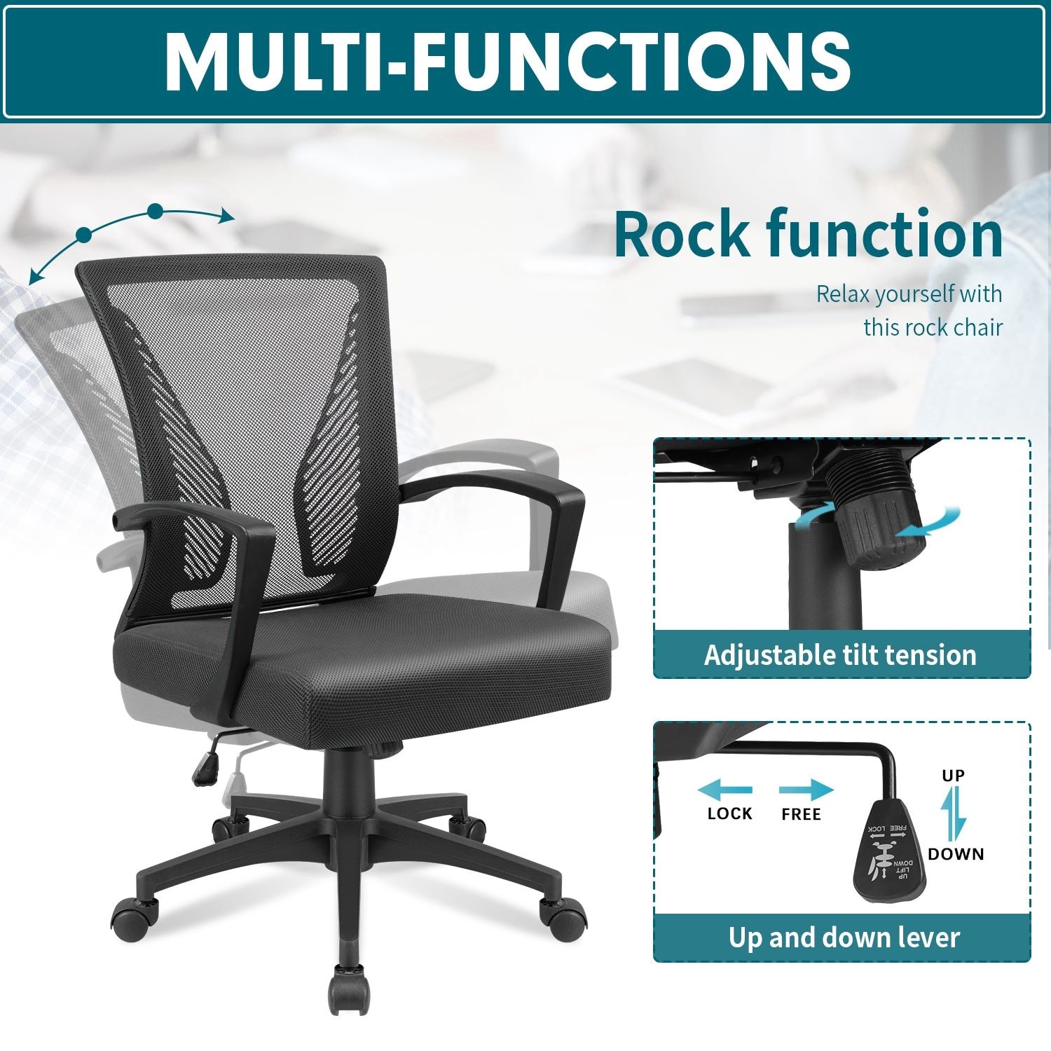 Furmax office chair mid back swivel lumbar support desk chair assembly clearance