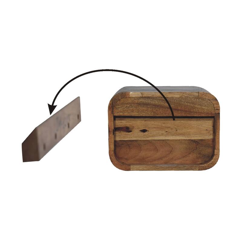 Minimalist Wall-Mounted Nightstand with Two Open Shelves, Solid Wood