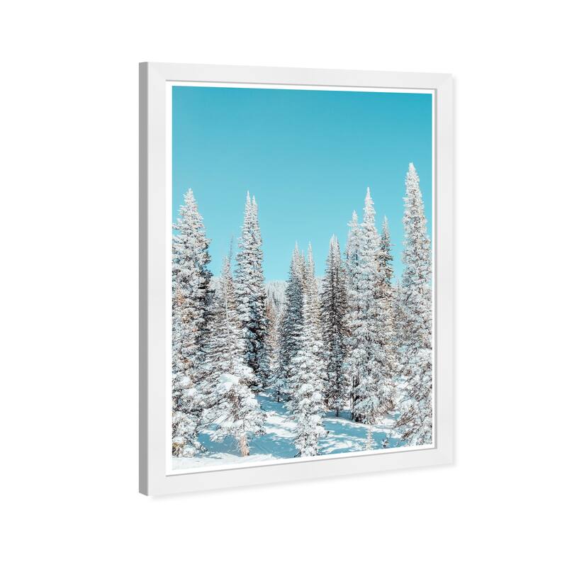 Wynwood Studio Prints Holiday and Seasonal Snowy Pine Trees Blue and Light Blue Rustic Wall Art Canvas Print