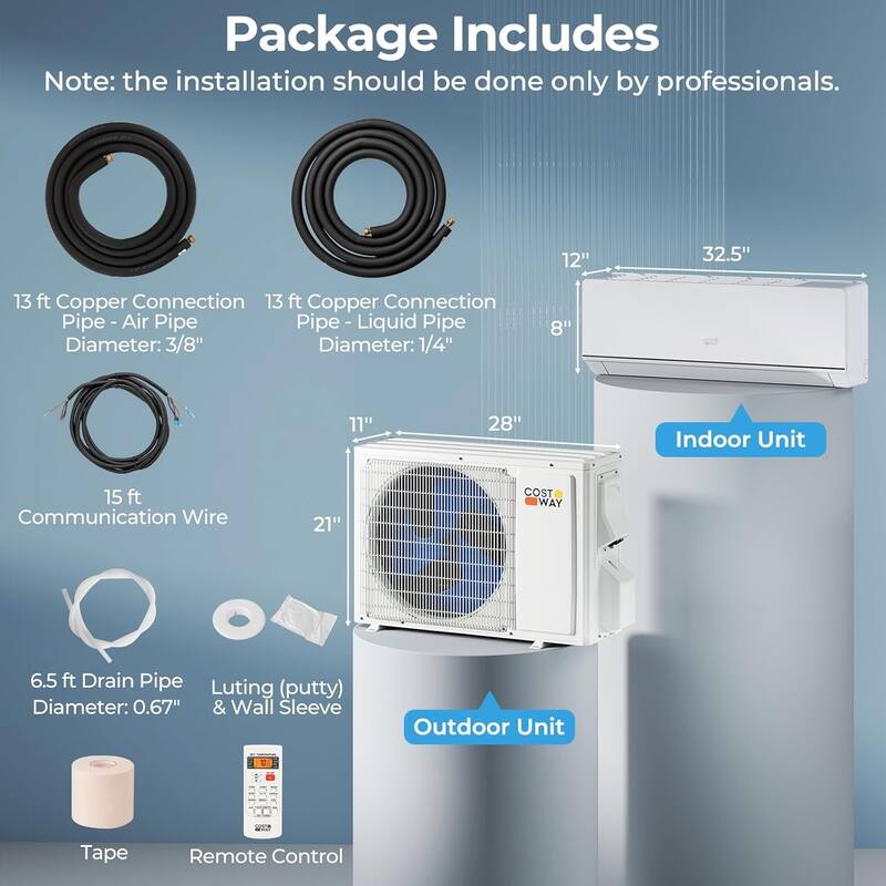 12000BTU Mini Split AC 24 SEER2 208-230V Energy Saving Air Conditioner