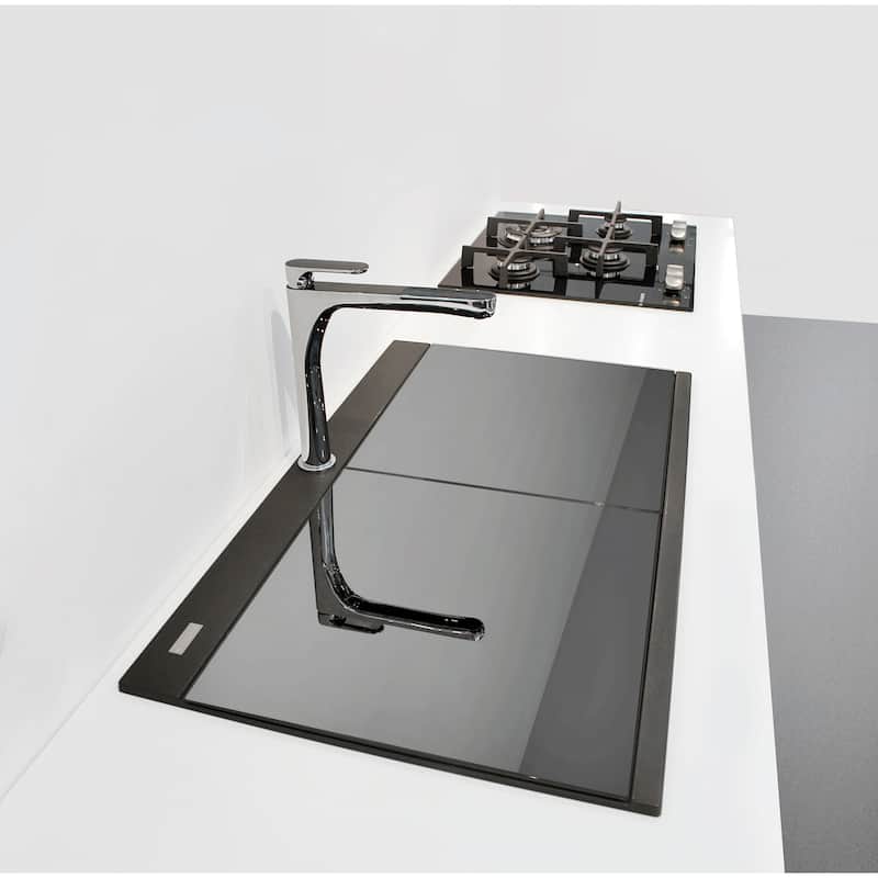 Ruvati 34 inch epiGranite Topmount Workstation Ledge Granite Composite Kitchen Sink - Midnight Black - RVG1350BK