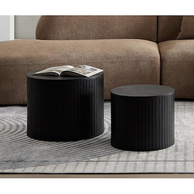 MDF nested table set 2 pieces, coffee table walnut color