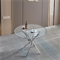 Round Clear Dining Tempered Glass Table - Bed Bath & Beyond - 37877486