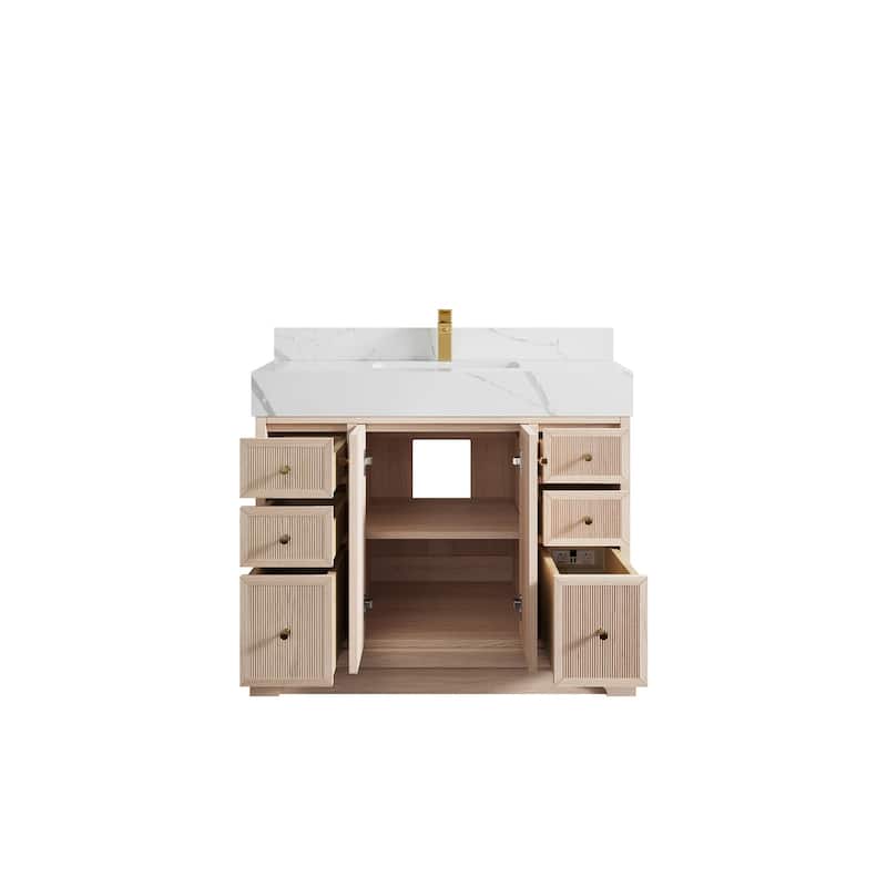 Willow Collections 42 in. W x 22 in. D Manhattan Oak Wood Single Sink Bathroom Vanity with Countertop