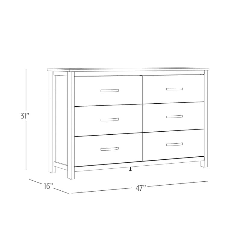 Layton 6 Drawer 47.2 in. Wide Dresser (Sturdy, Effortless Assembly with Interlocking Drawers)