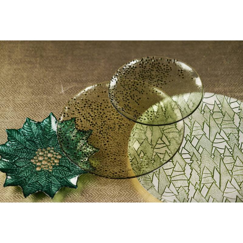 Hoku 11" Dotted Glass Plates, Set of 6