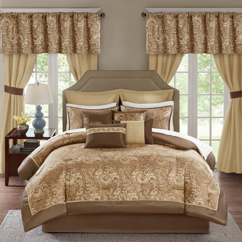 Madison Park Essentials Cadence 24-piece Room in a Bag - Brown - Queen