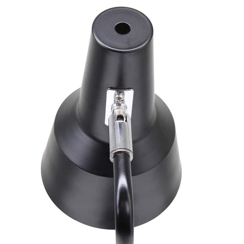 Modern Metal Gooseneck Desk Lamp with Dual USB Charging Ports Adjustable Arm Multiple Colors - 7.8" (L) x 5.2" (W) x 15.2" (H)