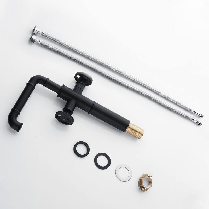 Modland Single Hole Bathroom Faucet with Dual Handle Deck Mounted Faucet 360° Swivel Spout