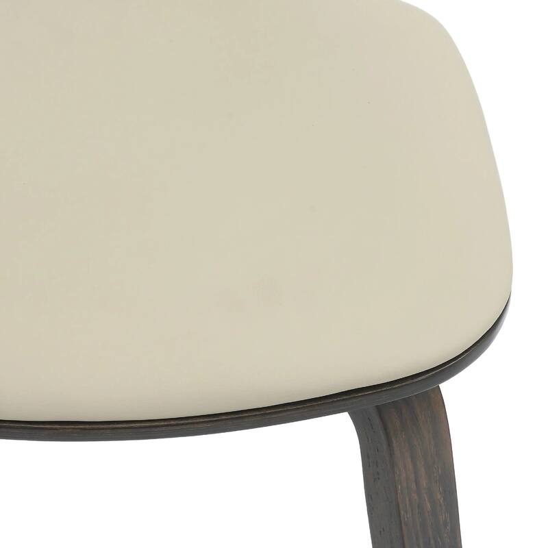 Clivo Leather Dining Chair with Open-Back and Poplar Wood Legs for Kitchen or Dining Room Set of 2