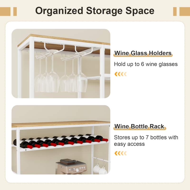 Gymax Sideboard Buffet Cabinet w/ LED Lights 55'' Coffee Table w/