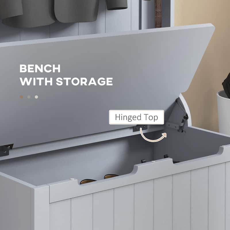 28" Gray 3 in 1 Hall Tree - Bench, Coat Rack, Shoe Storage Rack