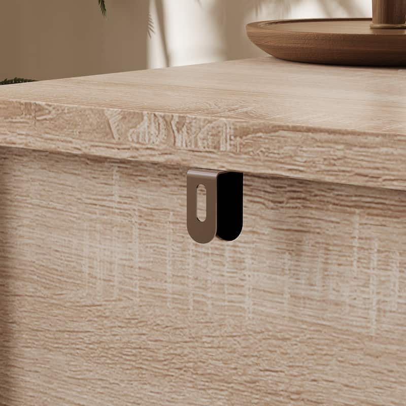Wood Grain 7-Drawer Dresser with Hidden Compartments and Kick-to-Open Bottom Drawer