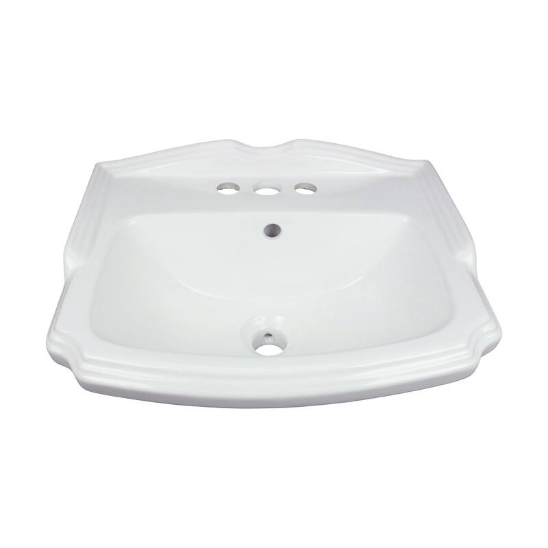 White Small Sink Wall Mount with 4" Center Set Faucet , Sink Drain With Overflow and P Trap