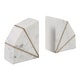 preview thumbnail 8 of 10, Decorative Marble and Brass Inlay Bookends - 5.5", White & Gold - 5.25"