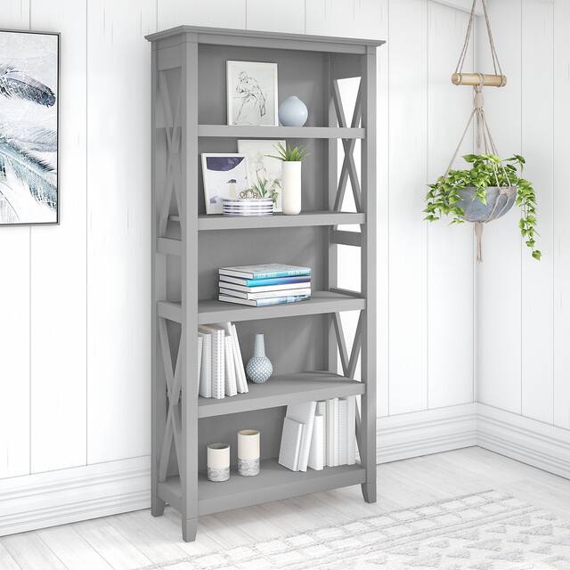 Key West 5 Shelf Bookcase by Bush Furniture - Cape Cod Gray