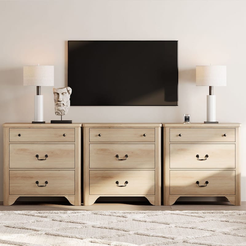 WAMPAT Farmhouse TV Stand For Tvs Up To 100", Modern 3-In-1 Entertainment Center, TV Console With Storage Cabinets, - Oak