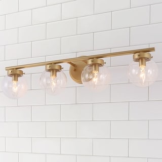 Cionar Mid-century Modern Gold Bathroom Vanity Light Globe Wall Sconce with Clear Glass Shades