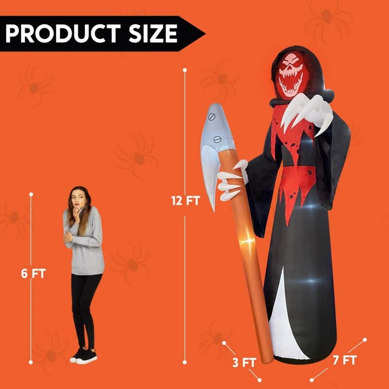 12 ft Halloween Inflatable Grim Reaper - Multicolor