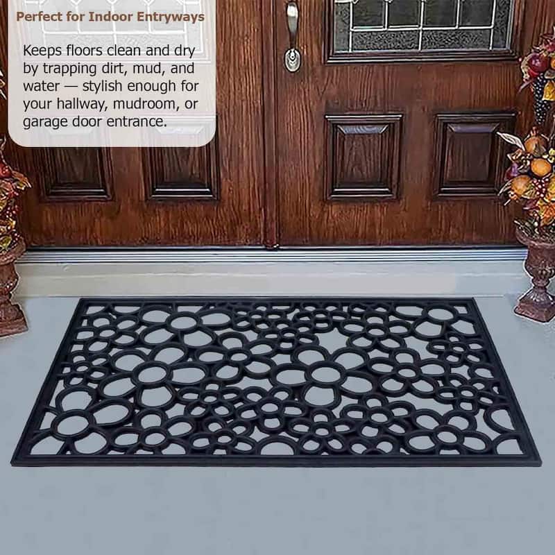 Gardenised Heavy Duty Coco Coir Doormat Non Slip PVC Baking Embossed Welcome Design Natural Coconut Fiber Floor Mat 18x30"