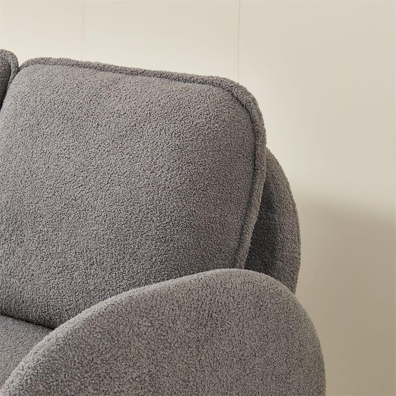 59" Sherpa Fabric Upholstered Sofa Small Couch for Living Room