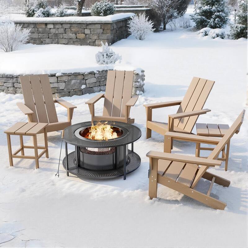 Kullavik 7-piece Adirondack Chair and Smokeless Fire Pit Table Set