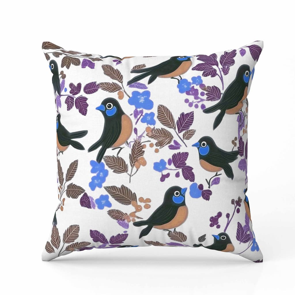 Sweet Tweets Faux Suede Reversible Throw Pillow Black and Peach