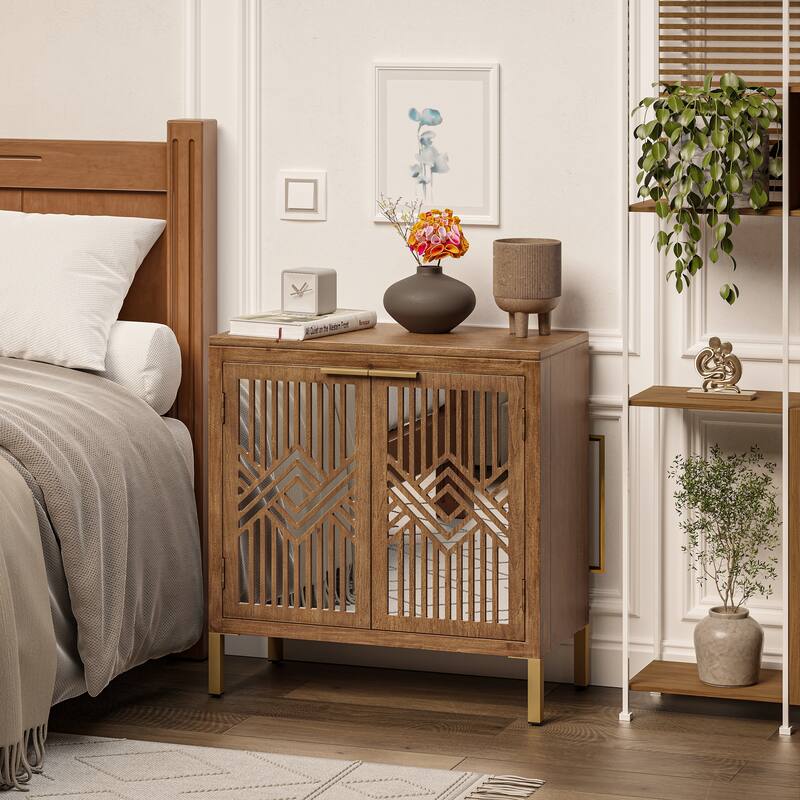COZAYH Farmhouse Storage Dresser Accent Sideboard Wood Buffet Cabinet with 2-Door for Living Room, Hallway, Bedroom, Dining Room