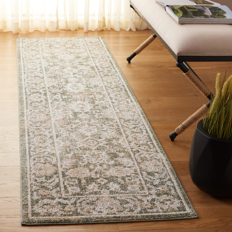 SAFAVIEH Hazel Aina Traditional Oriental Rug - 2' x 8' Runner - Green/Beige